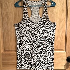 PINK Victoria's Secret Black and White Fitted Tank Top